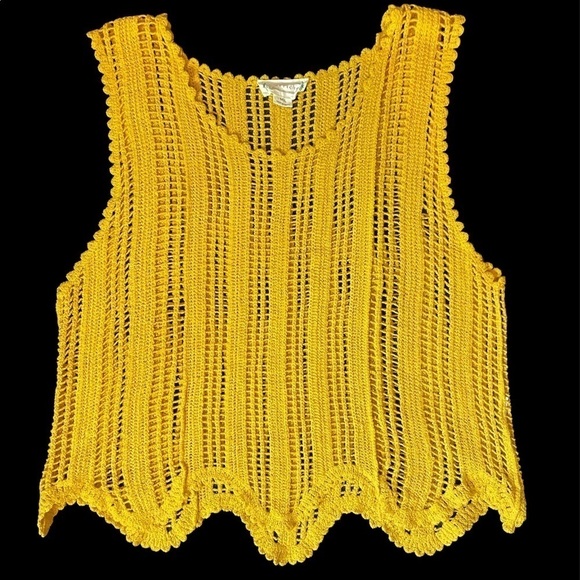 Loveriche mustard yellow crochet tank top - Picture 1 of 8